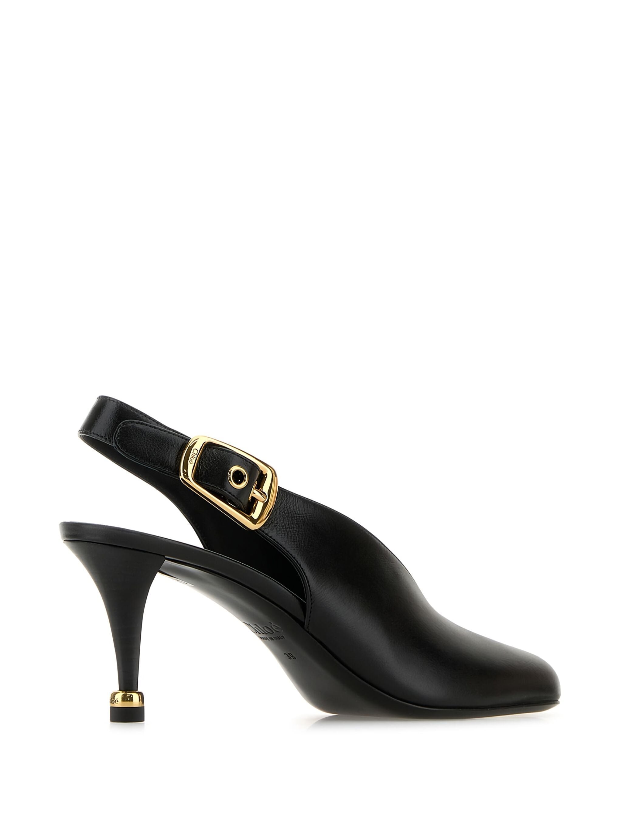 CHLOÉ Slingback Pump with Buckle and Gold Finish Heel