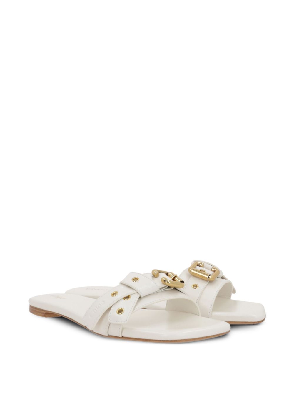 CHLOÉ Flat Sandal with Golden Buckle