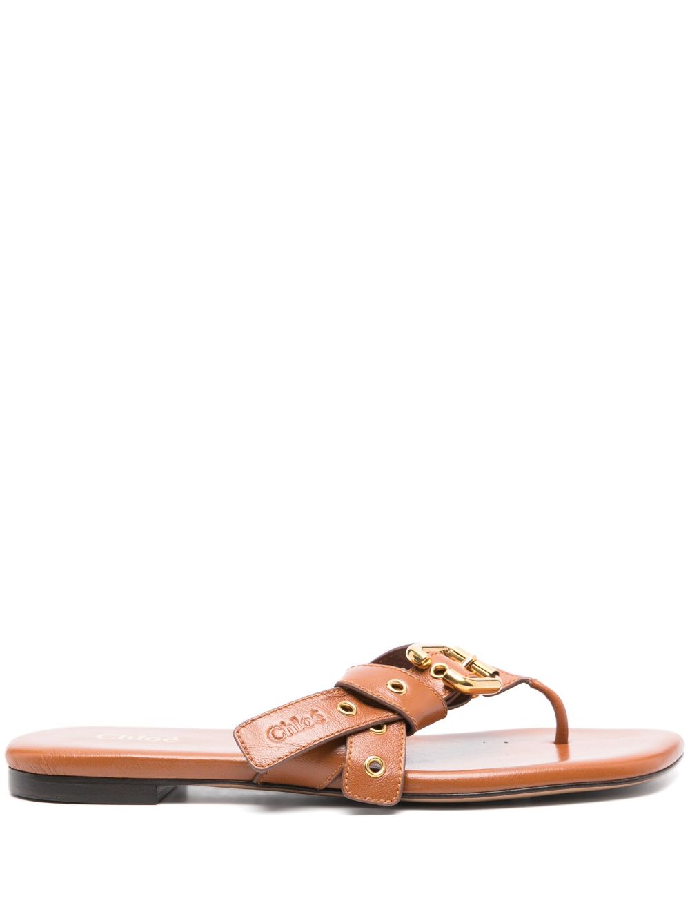 CHLOÉ Elegant Flat Sandal with Gold Buckle