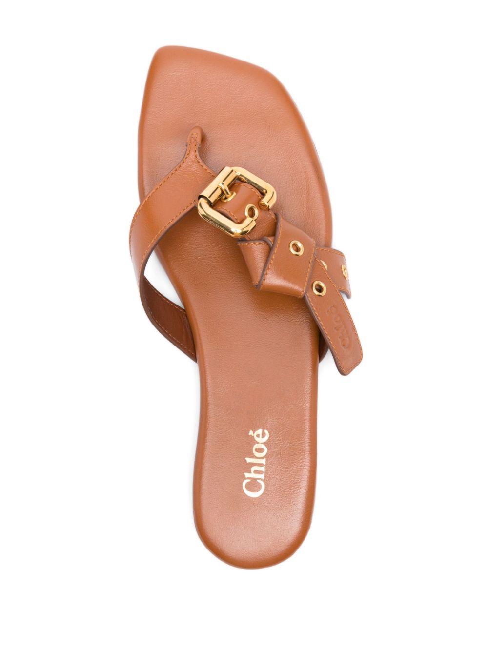 CHLOÉ Elegant Flat Sandal with Gold Buckle