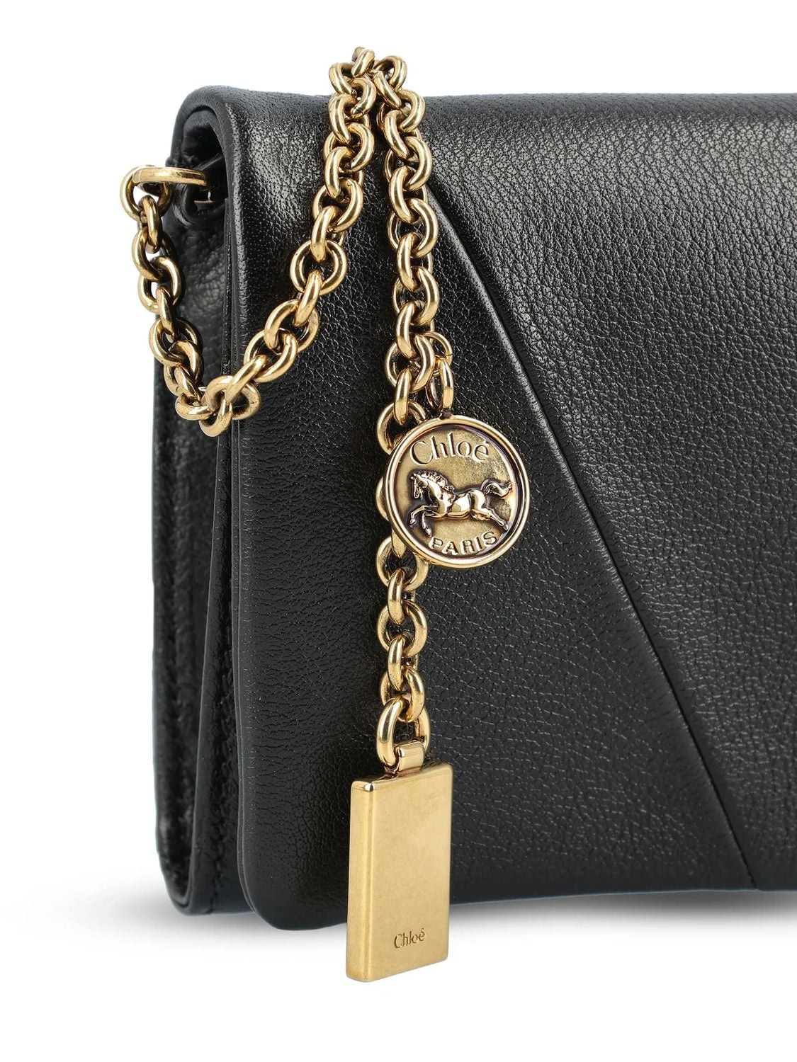 CHLOÉ Mini Flap Wallet with Gold Zip Chain