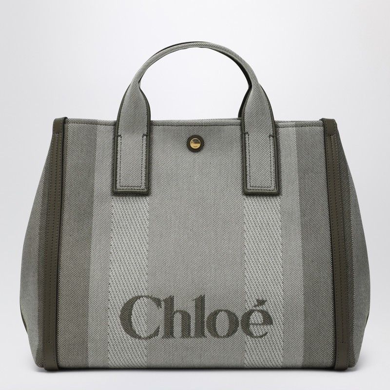 CHLOÉ Carry Tote Handbag - Striped Canvas