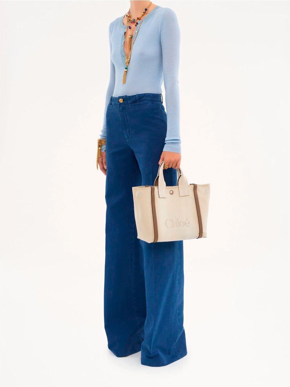 CHLOÉ Mini Multicolored Canvas Carry Shopping Handbag