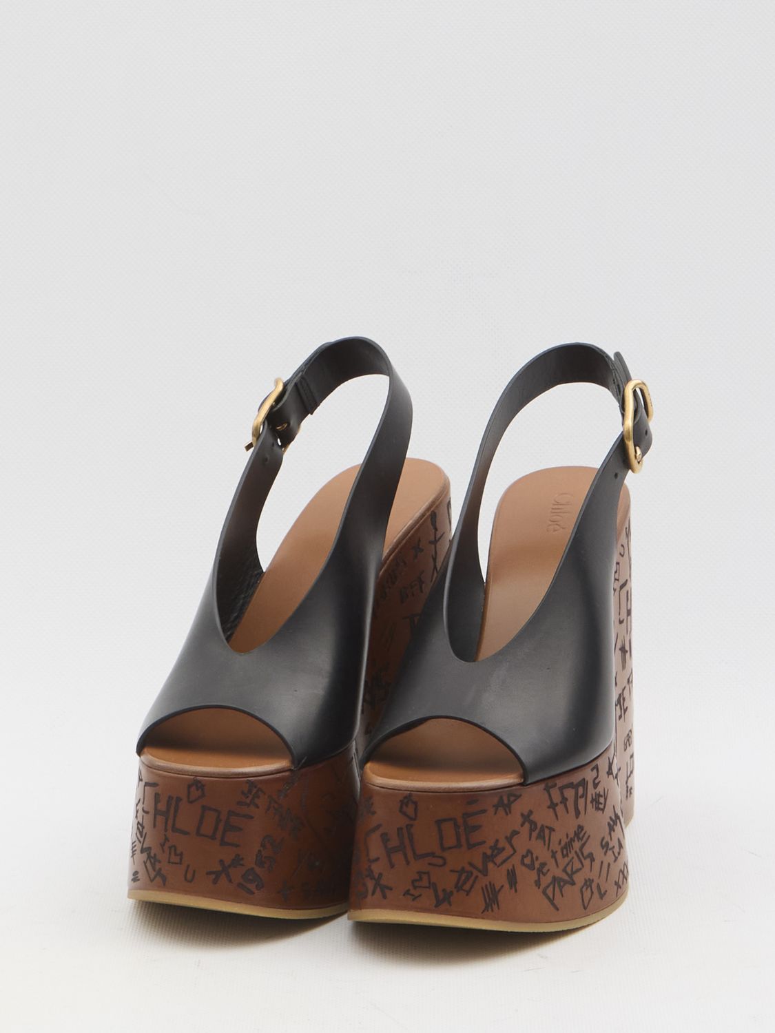 CHLOÉ High-Style Leather Maxime Wedges
