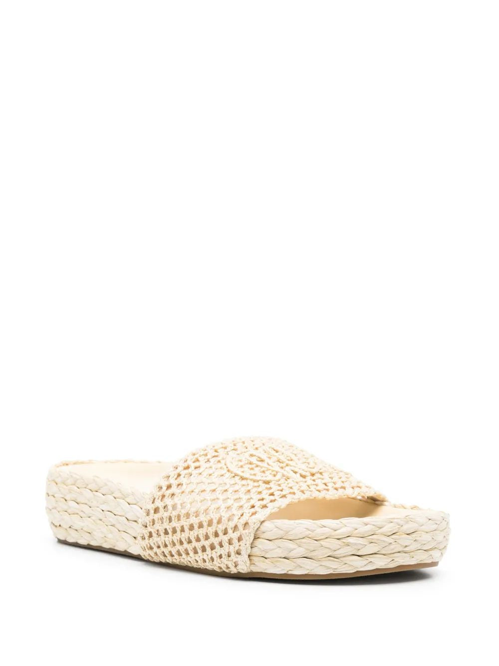 CHLOÉ Natural Crochet and Esparto Sandals
