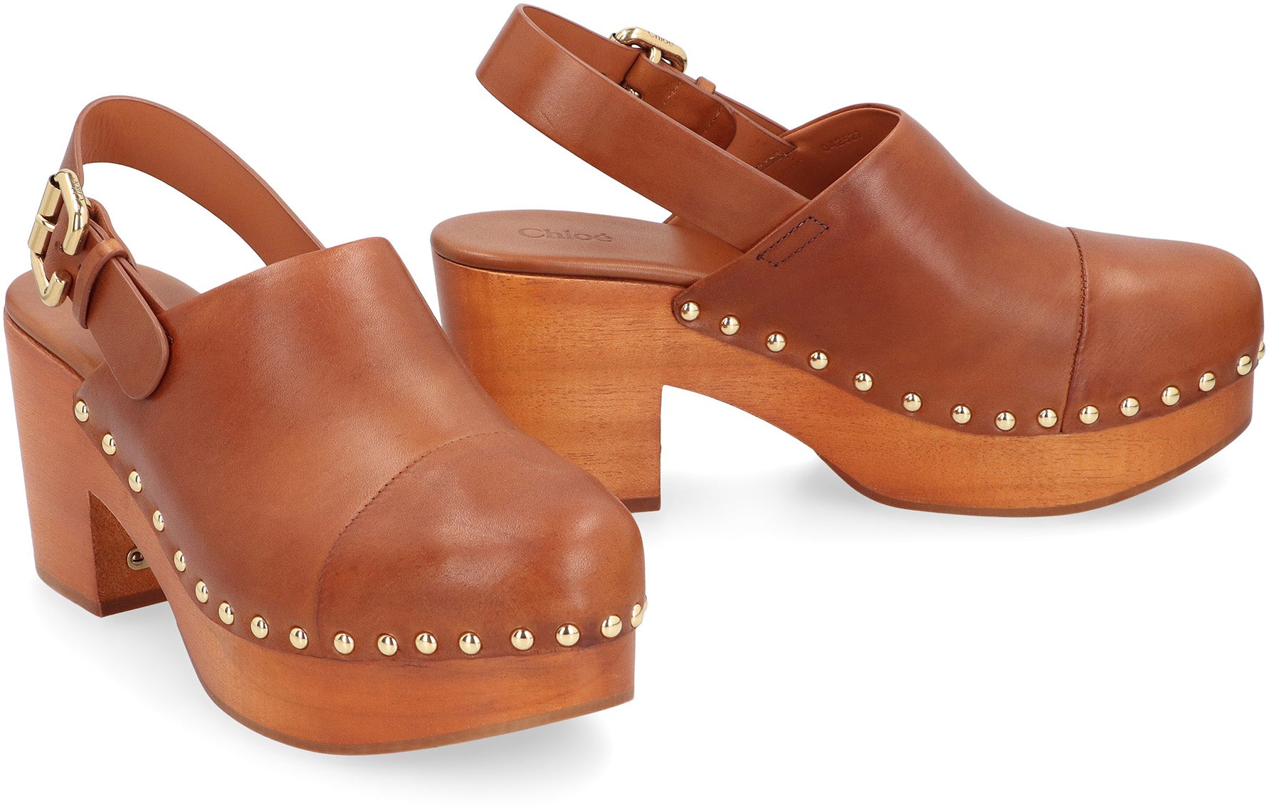 CHLOÉ Platform Clogs with Adjustable Ankle Strap - 8 CM Heel