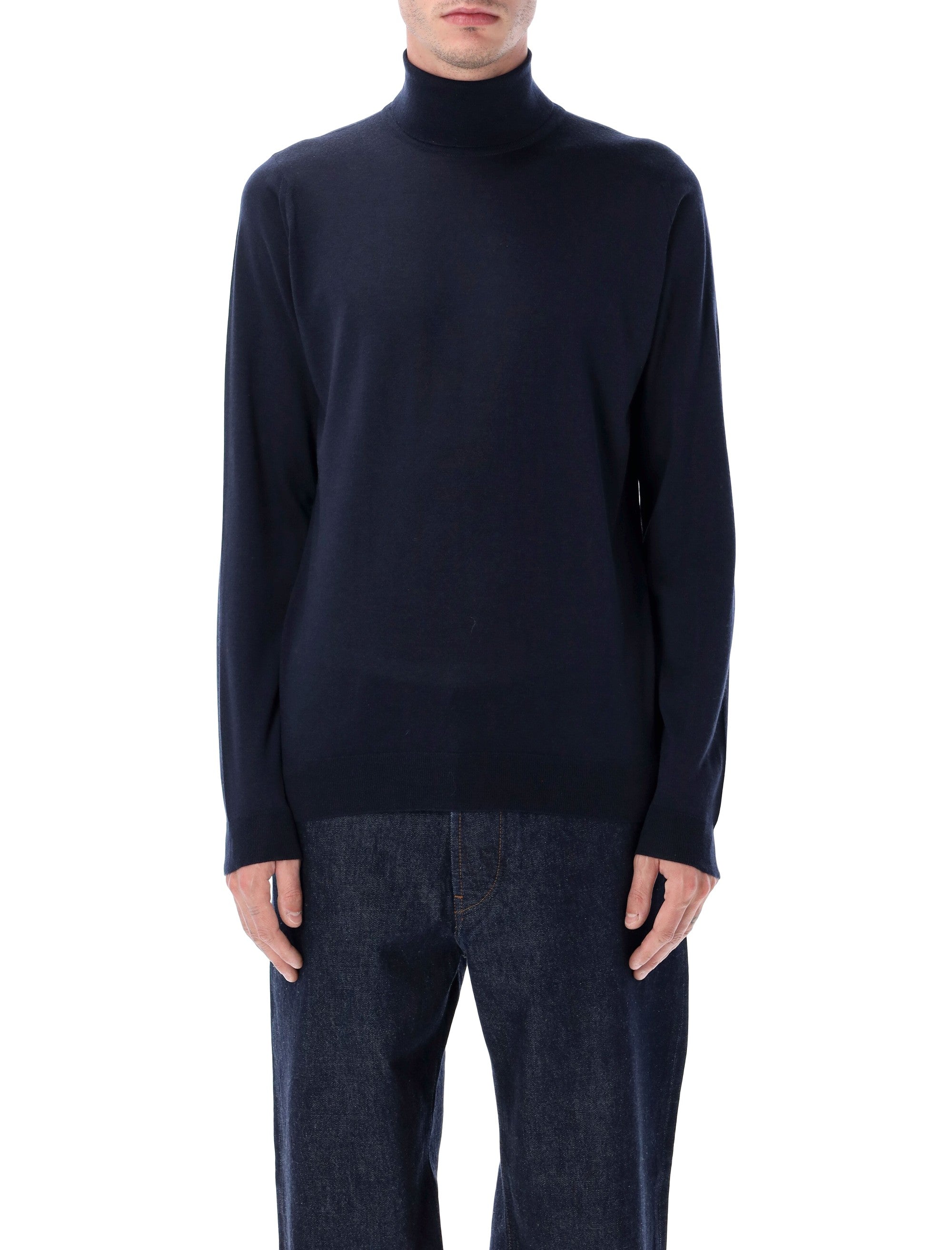 JOHN SMEDLEY Men's Fine Merino Wool Roll Neck Jumper - Size L