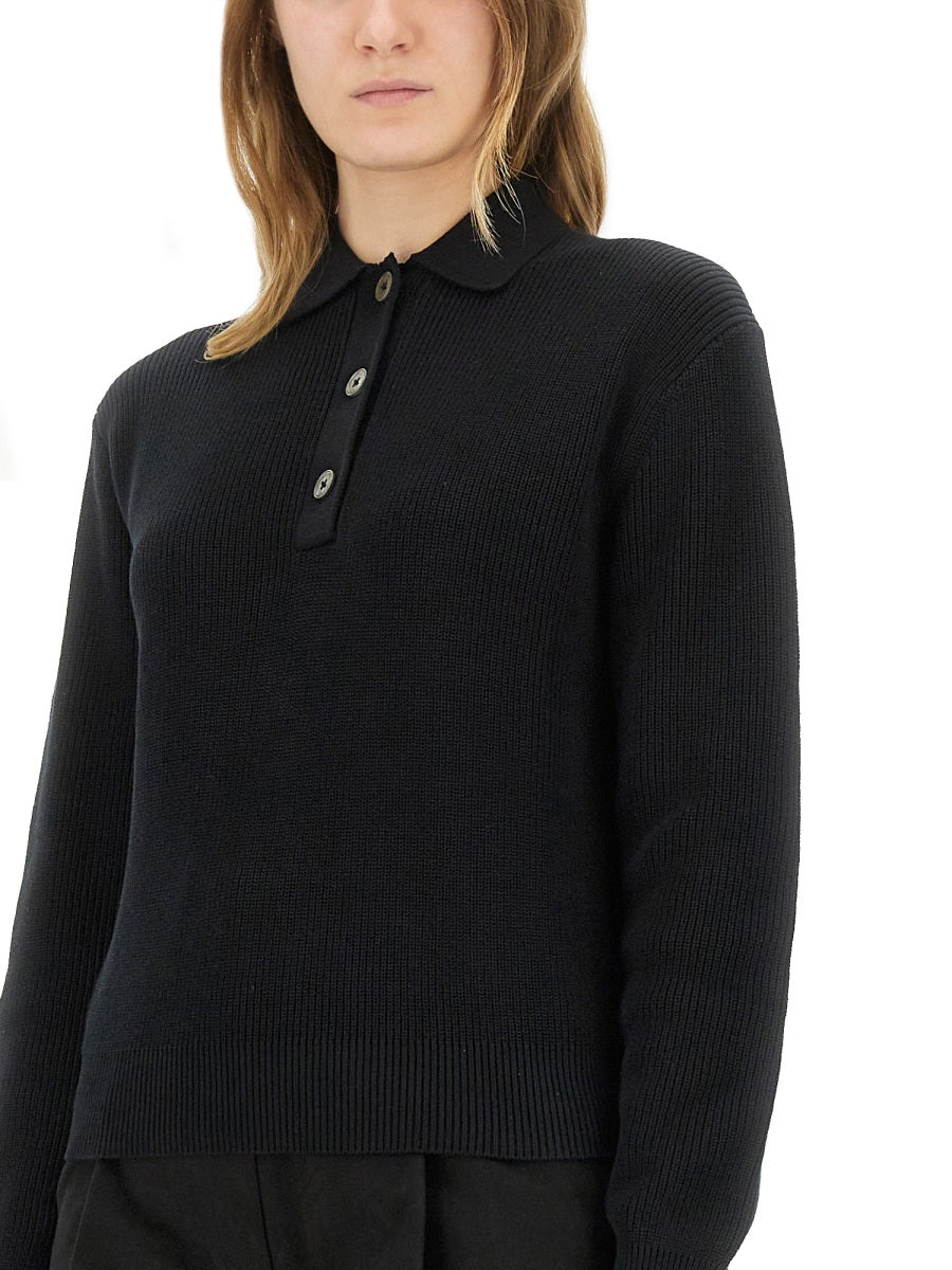 STUDIO NICHOLSON Women's Regular Fit Knit Polo Shirt - Size 6 UK