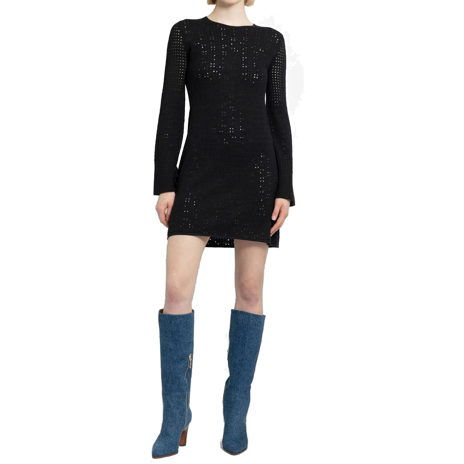 CHLOE' Knit Dress with Perforated Detailing