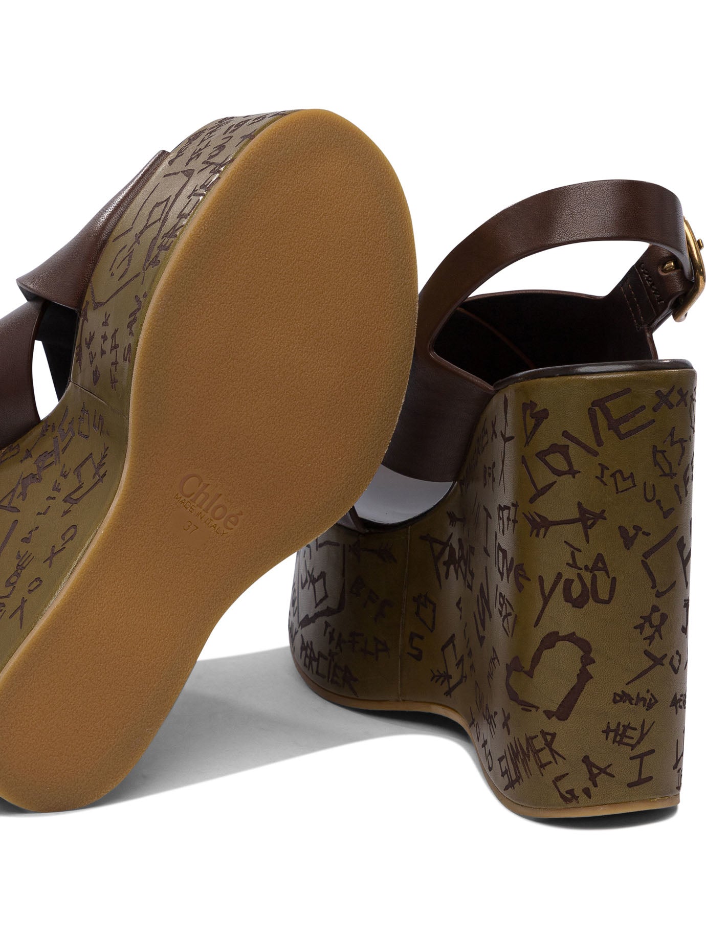 CHLOÉ Elegant 130mm Wedge Sandals