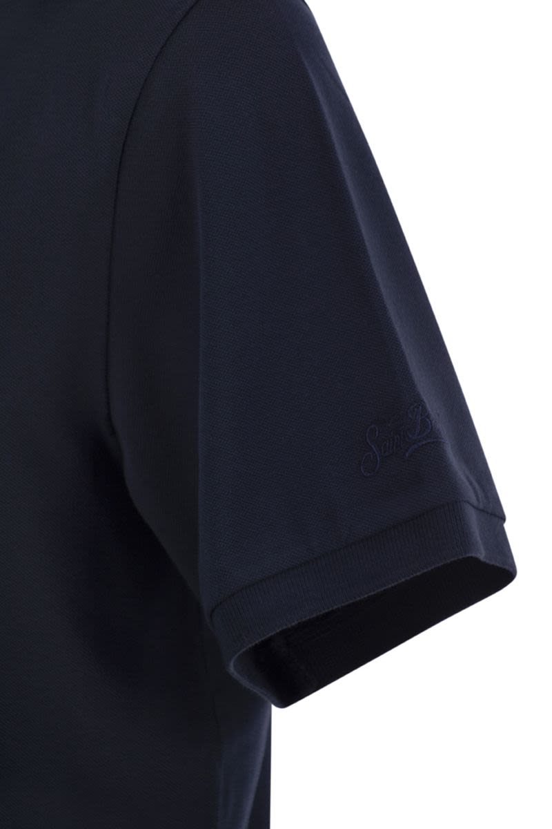 MC2 SAINT BARTH Men's Stretch Cotton Polo Shirt with Buttonless Collar