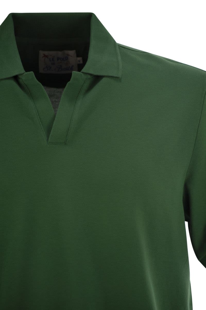 MC2 SAINT BARTH Men's Stretch Cotton Polo Shirt with Buttonless Collar