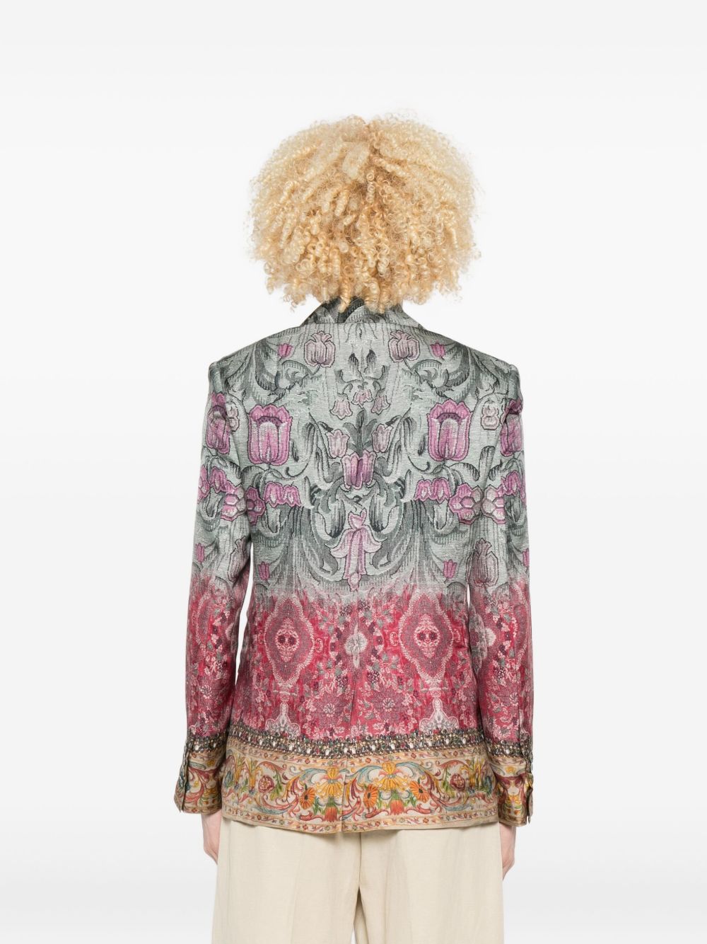PIERRE LOUIS MASCIA Floral Pattern Silk Single-Breasted Jacket