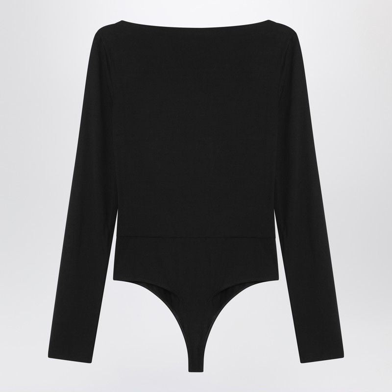MAX MARA Crossover Long Sleeve Bodysuit in Stretch Fabric