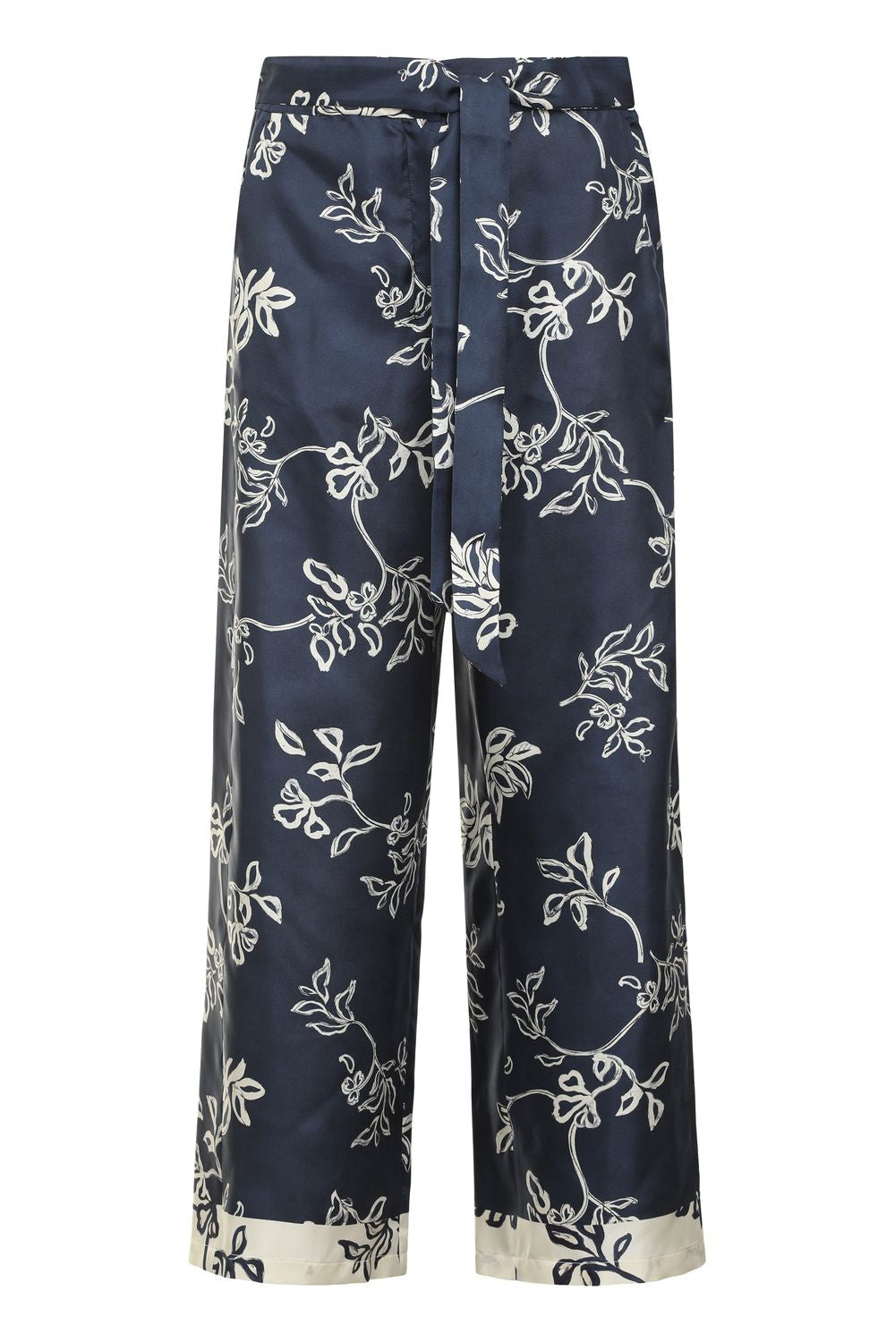 S MAX MARA Printed Silk Pants with Coordinated Waist Belt
