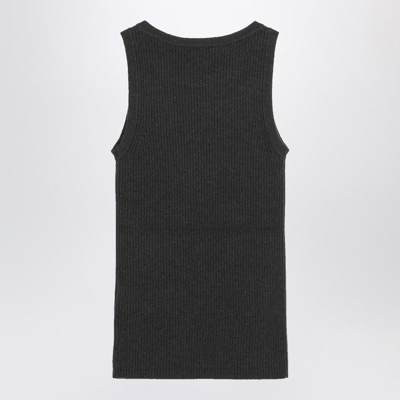 S MAX MARA Ribbed Crew Neck Tank Top in Wool and Cashmere