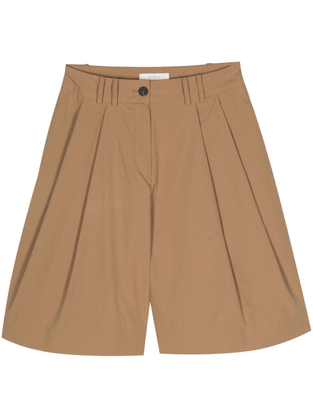 STUDIO NICHOLSON Tailored Double Pleated Cotton Shorts - Knee-Length