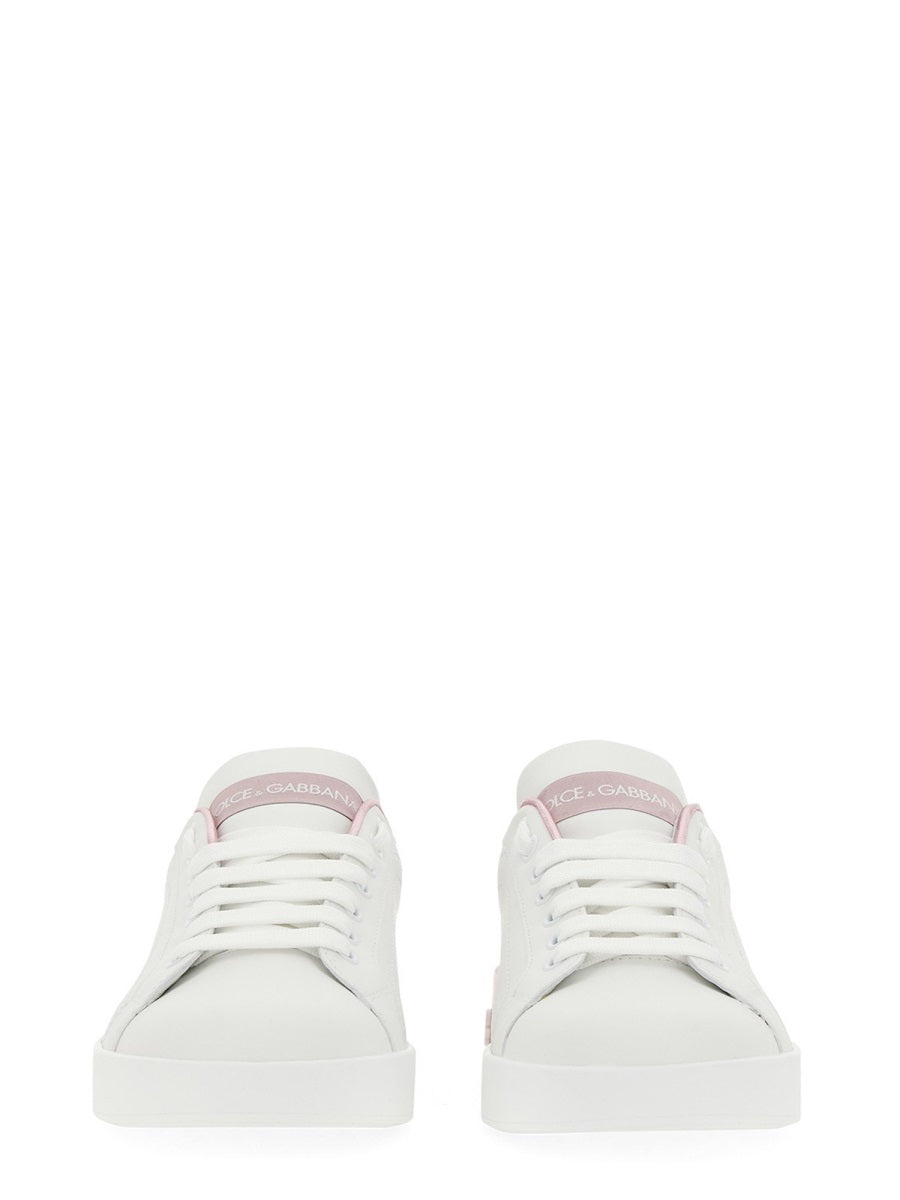 DOLCE & GABBANA Elegant Leather Sneaker with 3 cm Sole for Women