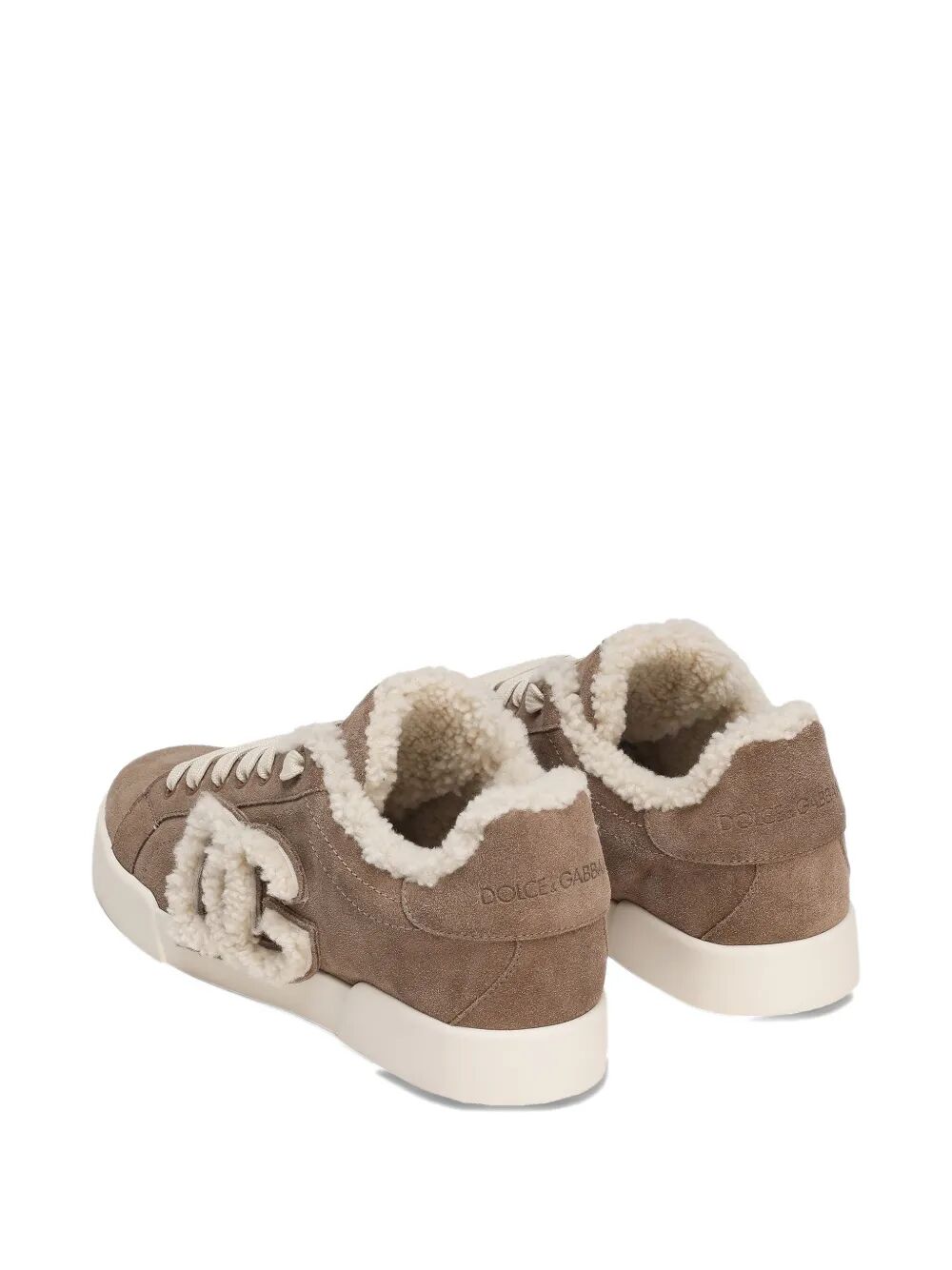 DOLCE & GABBANA Suede Sneaker with Shearling Lining for Women