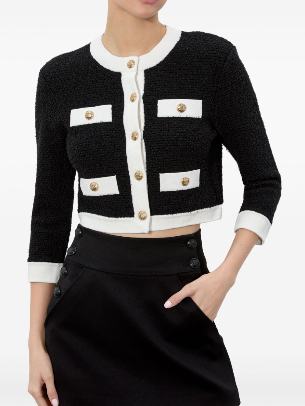 ALICE + OLIVIA Mini Cropped Button-Up Jacket