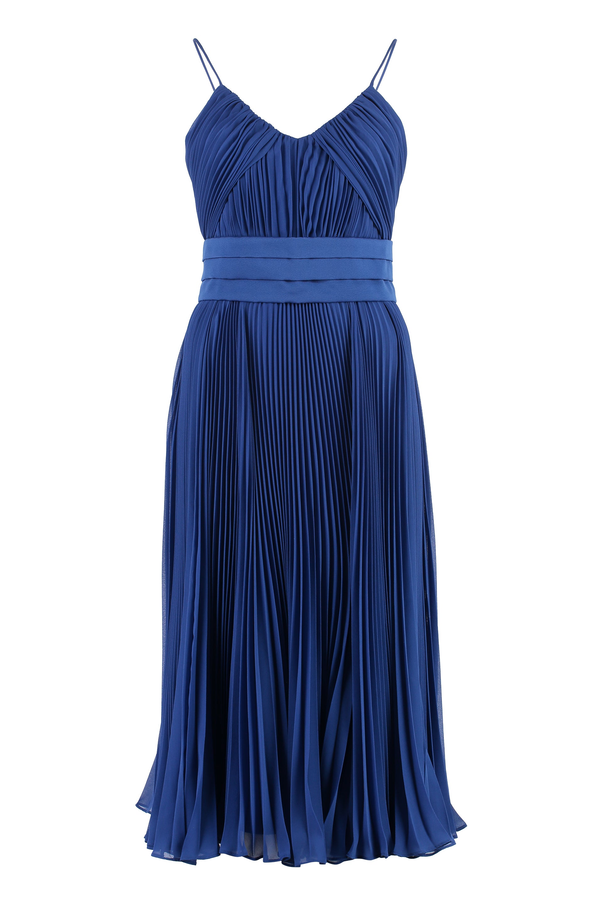 MAX MARA Pleated Midi Dress with Cross Back Thin Straps
