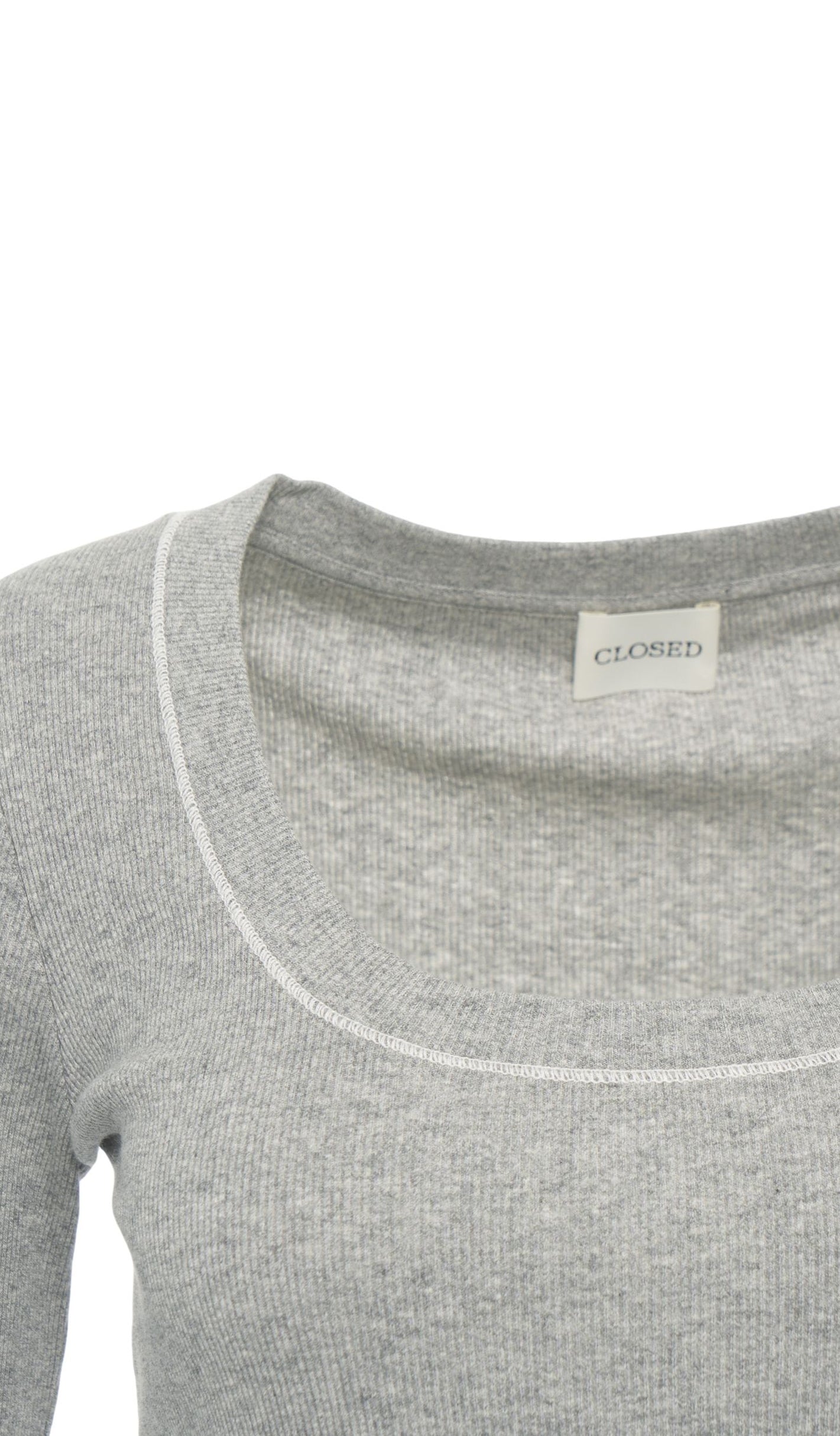CLOSED Ribbed T-shirt with Round Neckline - Women’s Fitted Style