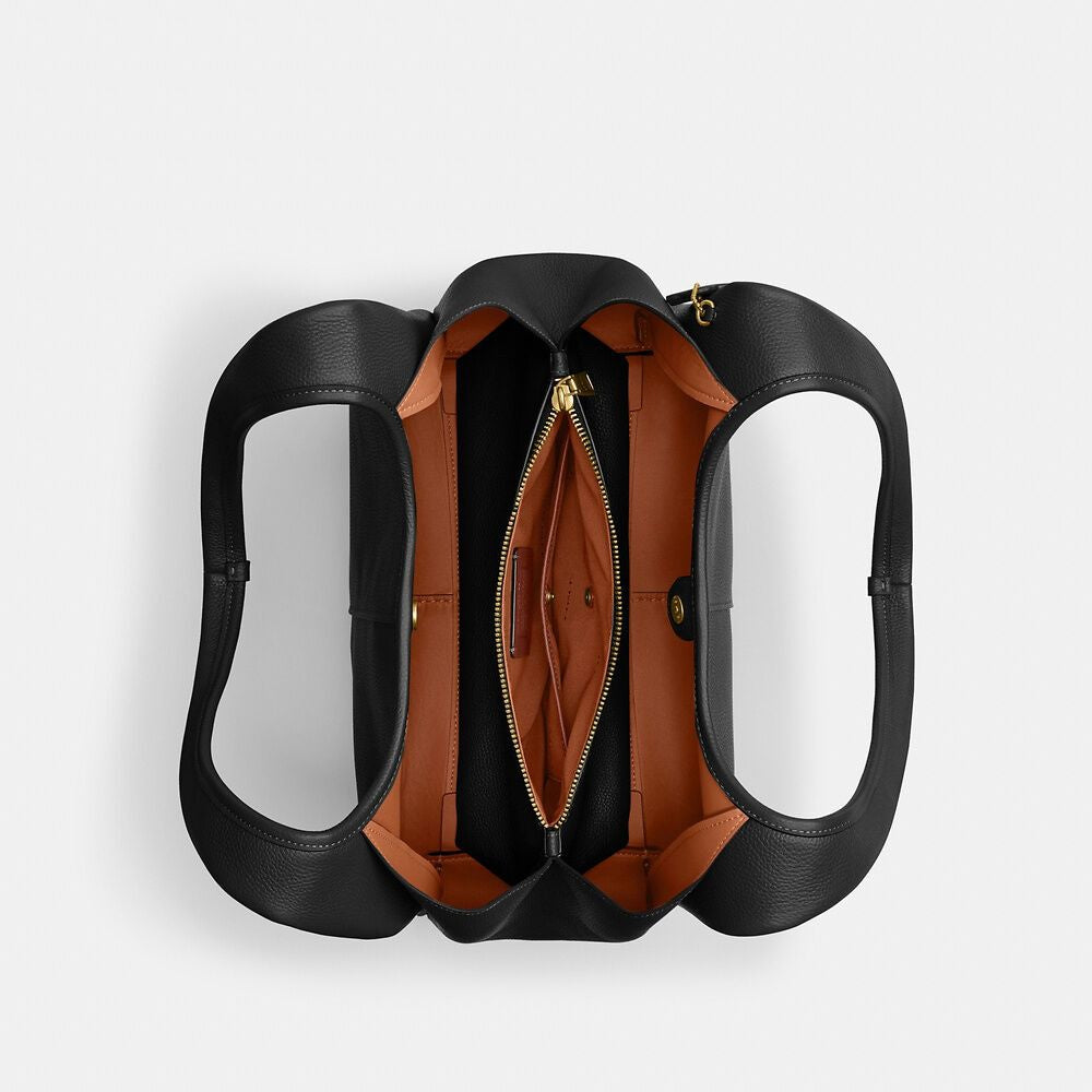 COACH Polished Pebble Leather Mini Wool Shoulder Bag