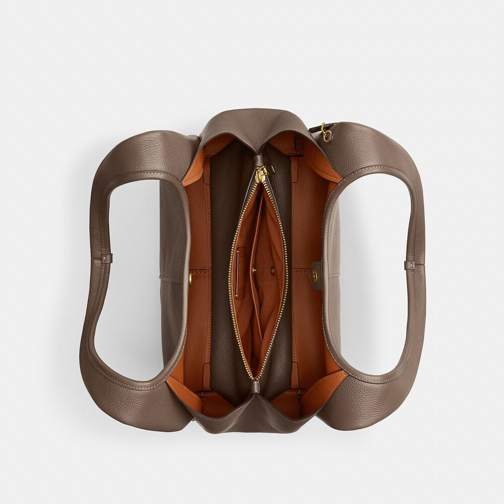 COACH Polished Pebble Leather Wool Shoulder Bag