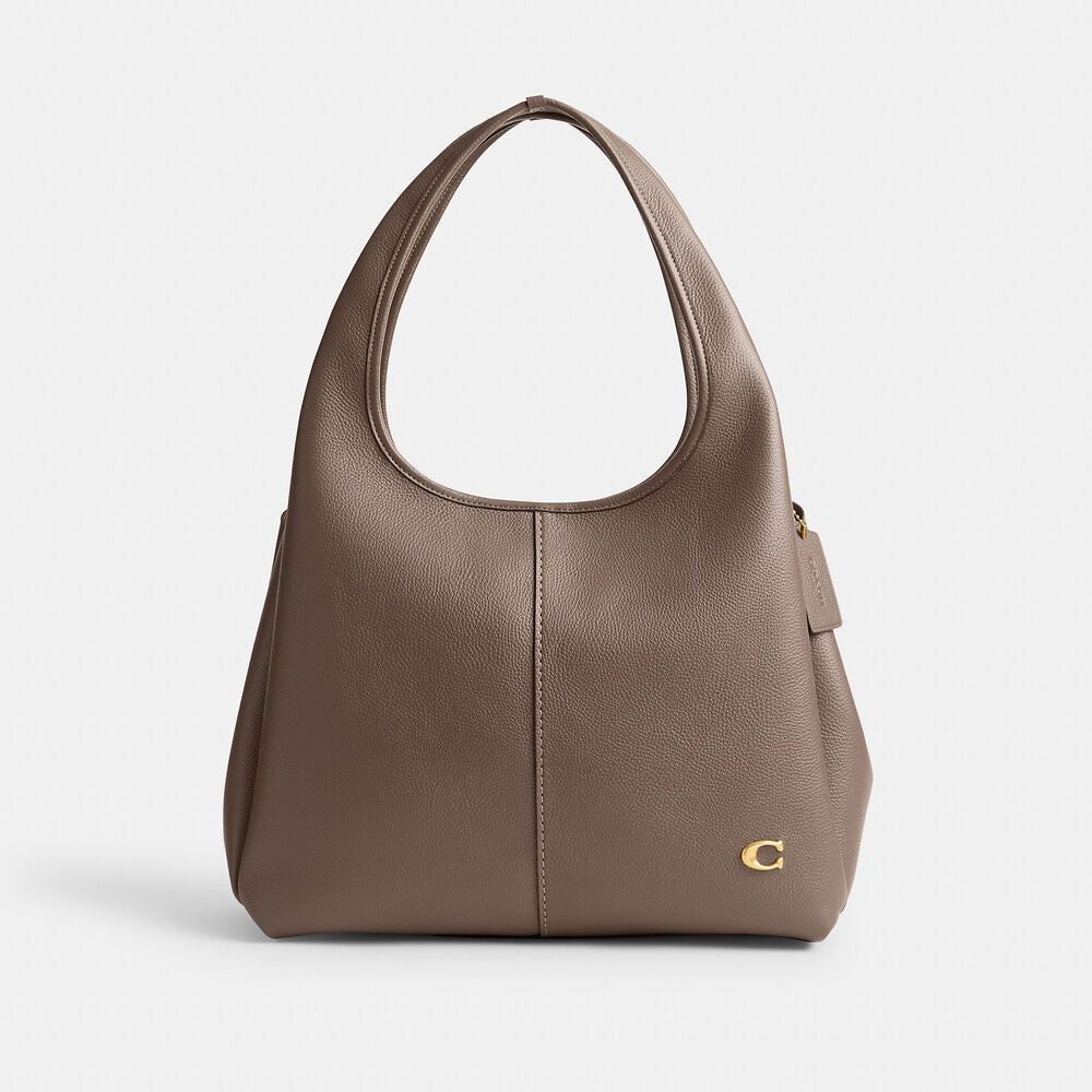 COACH Polished Pebble Leather Wool Shoulder Bag