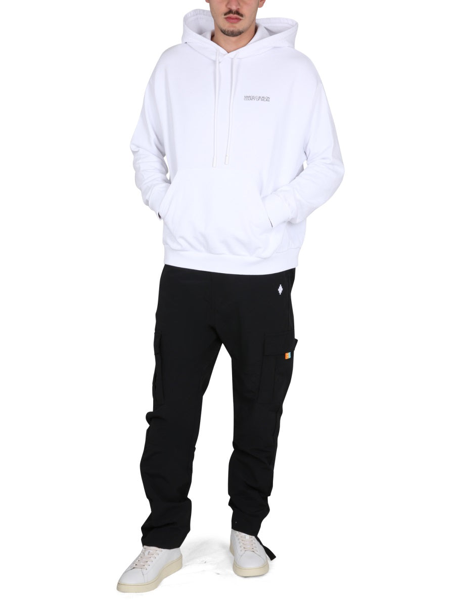 MARCELO BURLON Men's Drawstring Hooded Sweatshirt