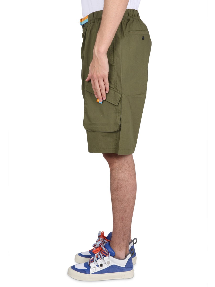 MARCELO BURLON Men's Cargo Bermuda Shorts with Elastic Waistband
