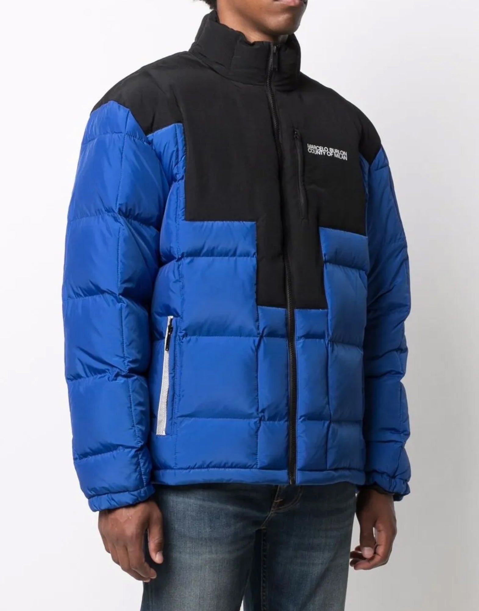 MARCELO BURLON Cross Block Logo Down Jacket - Men's Outerwear