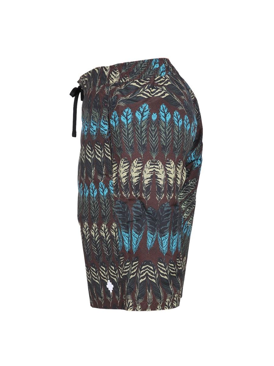 MARCELO BURLON Logo Print Boxer Swim Trunks