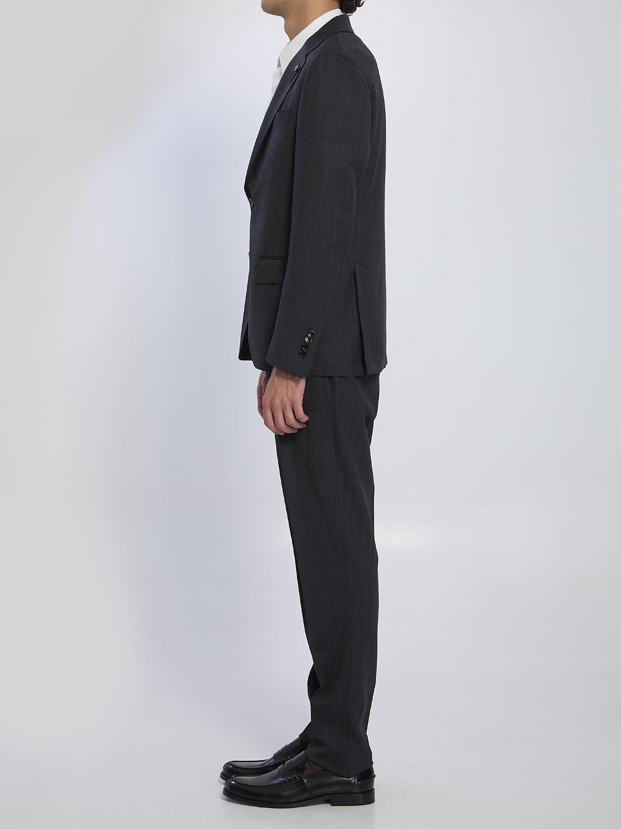 LARDINI Single-Breasted Virgin Wool Suit - Size 48