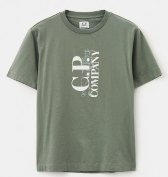 C.P.COMPANY KIDS Military Green Mini Cotton T-Shirt for Boys