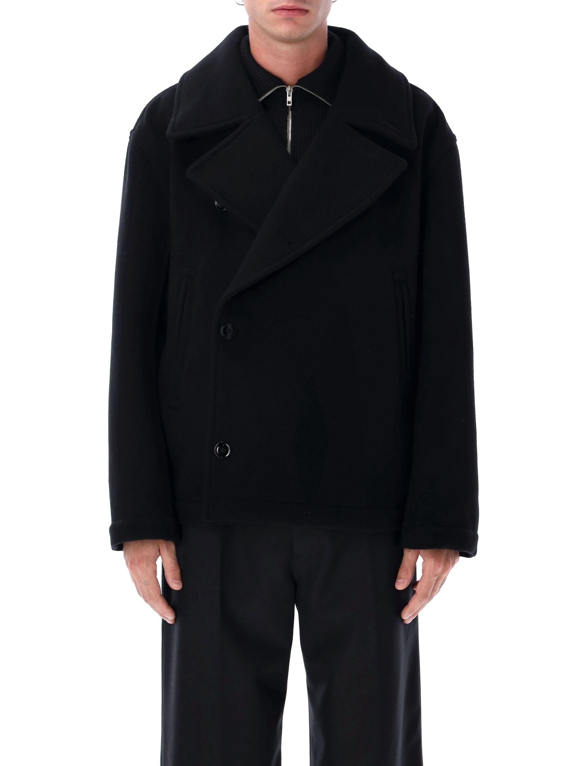 LEMAIRE Mini Boxy Peacoat in Double-Faced Wool