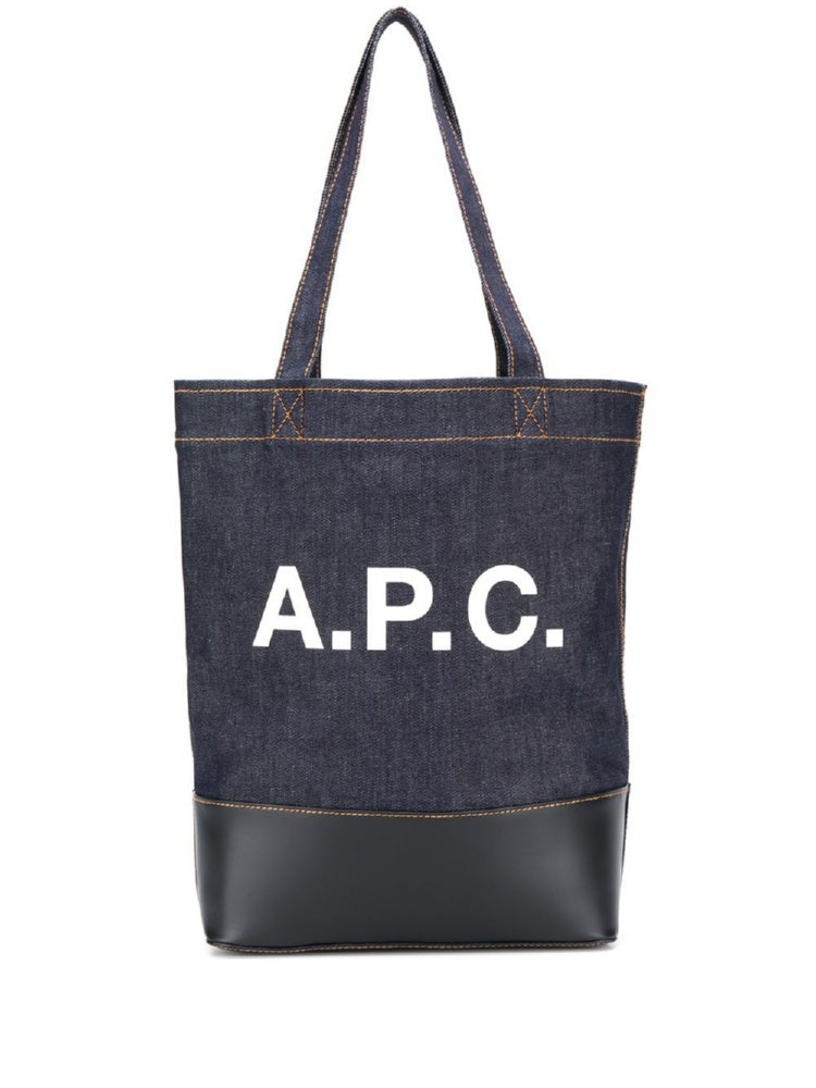 A.P.C. Denim and Leather Mini Shopping Handbag for Men