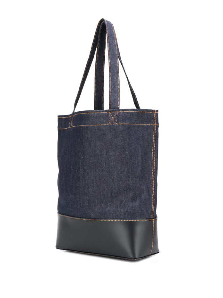 A.P.C. Denim and Leather Mini Shopping Handbag for Men