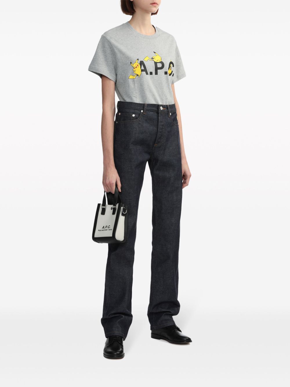 A.P.C. Two-Tone Canvas and Leather Mini Handbag