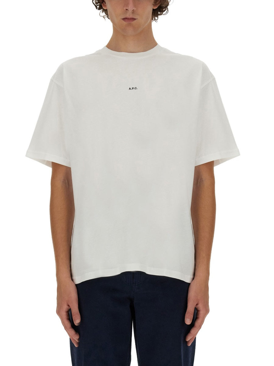 A.P.C. Men's Boxy Micro Logo Cotton Crew-Neck T-Shirt