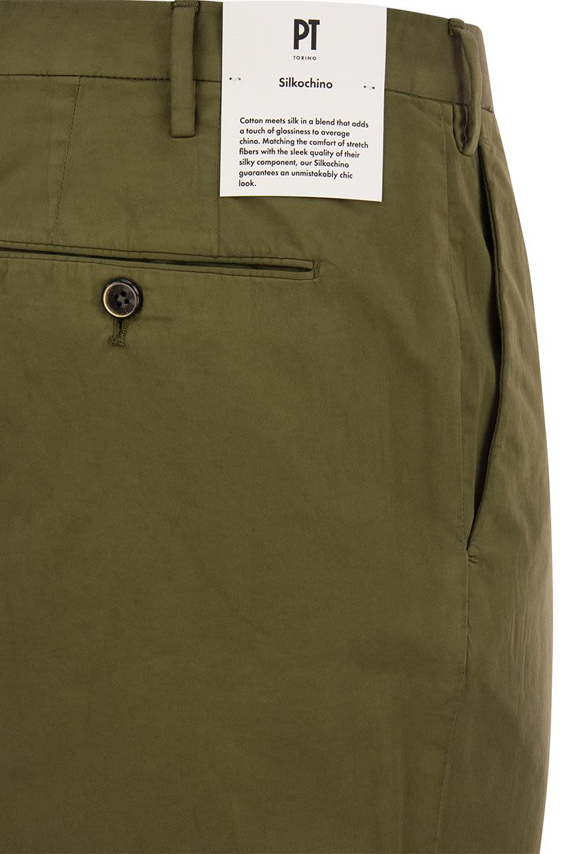 PT01 Men's Skinny Cotton-Silk Trousers