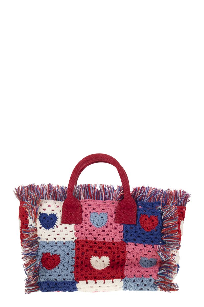 MC2 SAINT BARTH Crochet Flower Patch Handbag - 29x20x13 cm