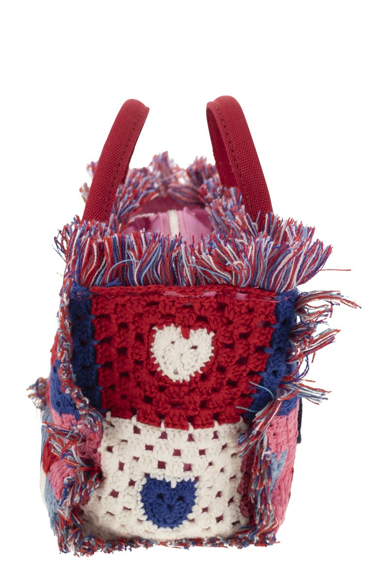 MC2 SAINT BARTH Crochet Flower Patch Handbag - 29x20x13 cm