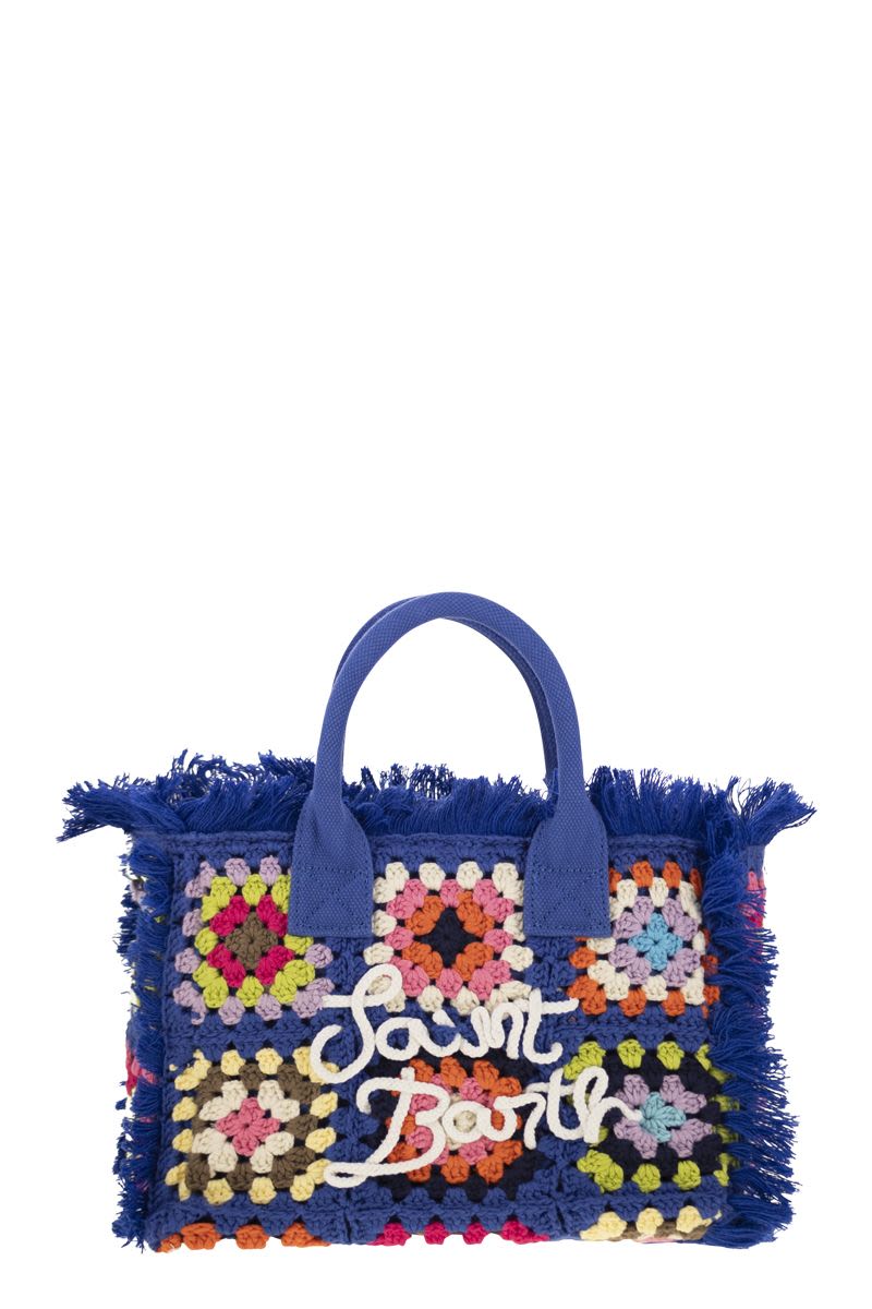 MC2 SAINT BARTH Crochet Flower Patch Handbag with Fringes - W 29 x H 20 x D 13 cm