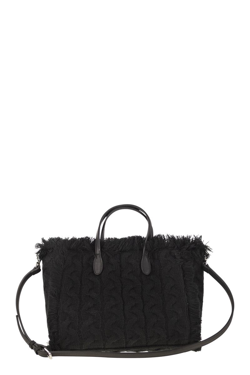 MC2 SAINT BARTH Wool-Effect Handbag with Logo and Rhinestones - 30 x 23 x 13 cm