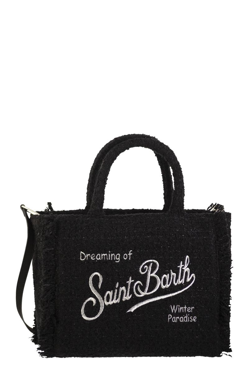 MC2 SAINT BARTH Mini Velvet Fabric Handbag with Logo - 27 x 25 x 14 cm