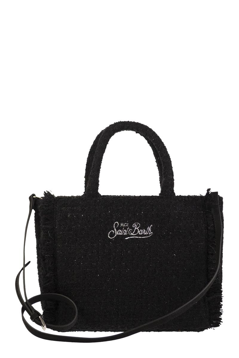 MC2 SAINT BARTH Mini Velvet Fabric Handbag with Logo - 27 x 25 x 14 cm