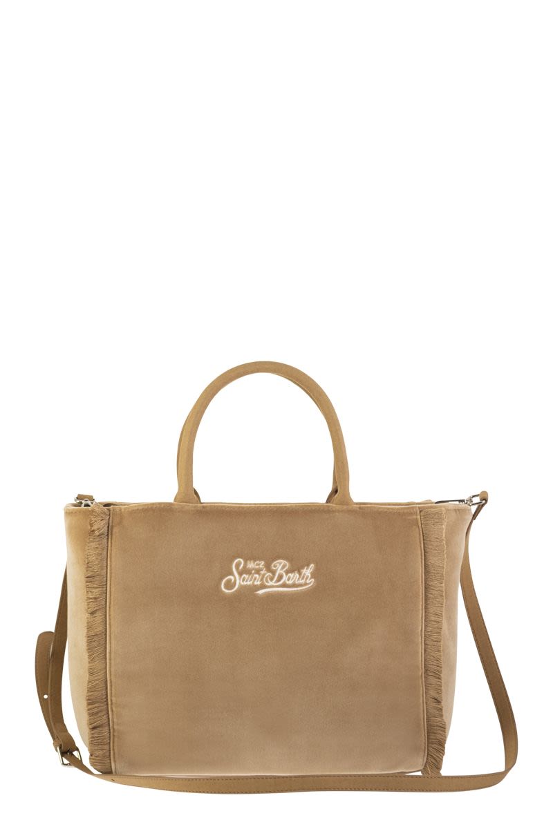 MC2 SAINT BARTH Mini Velvet Handbag with Logo - 27cm x 25cm x 14cm