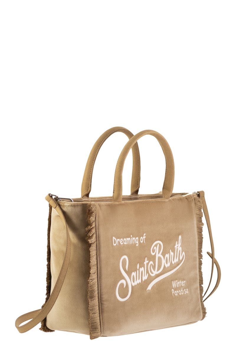 MC2 SAINT BARTH Mini Velvet Handbag with Logo - 27cm x 25cm x 14cm