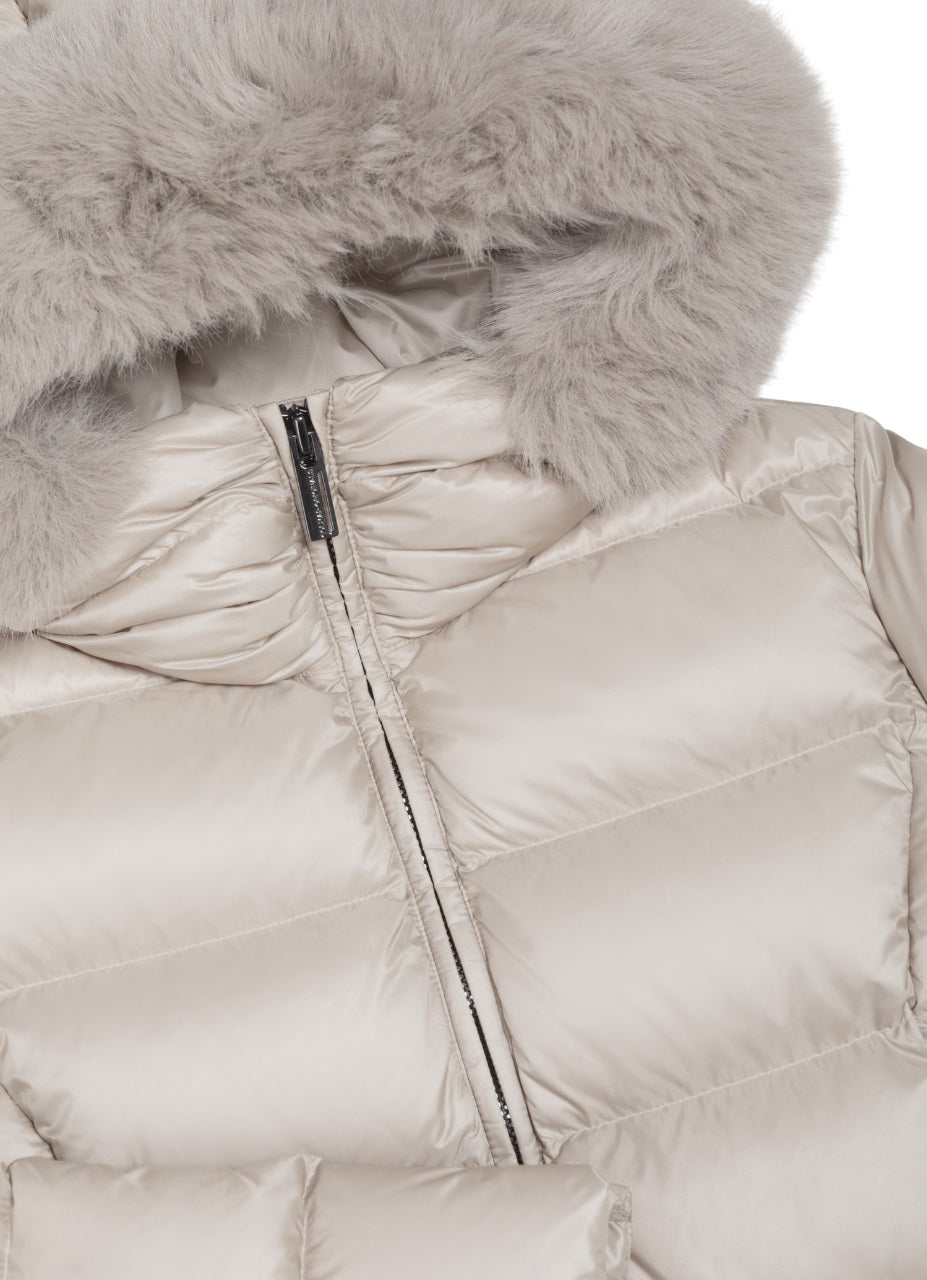 COLMAR Fitted Women's Down Jacket with Faux Fur Hood
